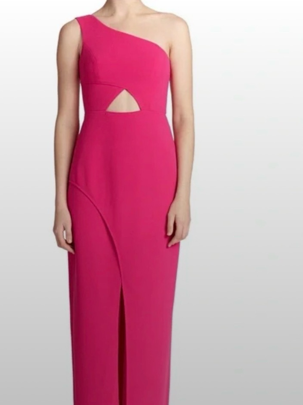 BCBGMaxAzria One-Shoulder Hot Pink Cutout Maxi Dress